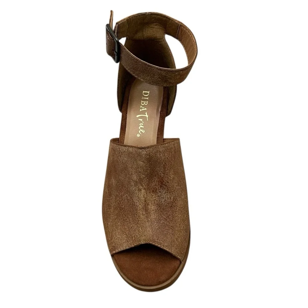 Diba True Women's Leah Mai Ankle Strap Leather Sandal Sz 8.5 Block Heel Open Toe